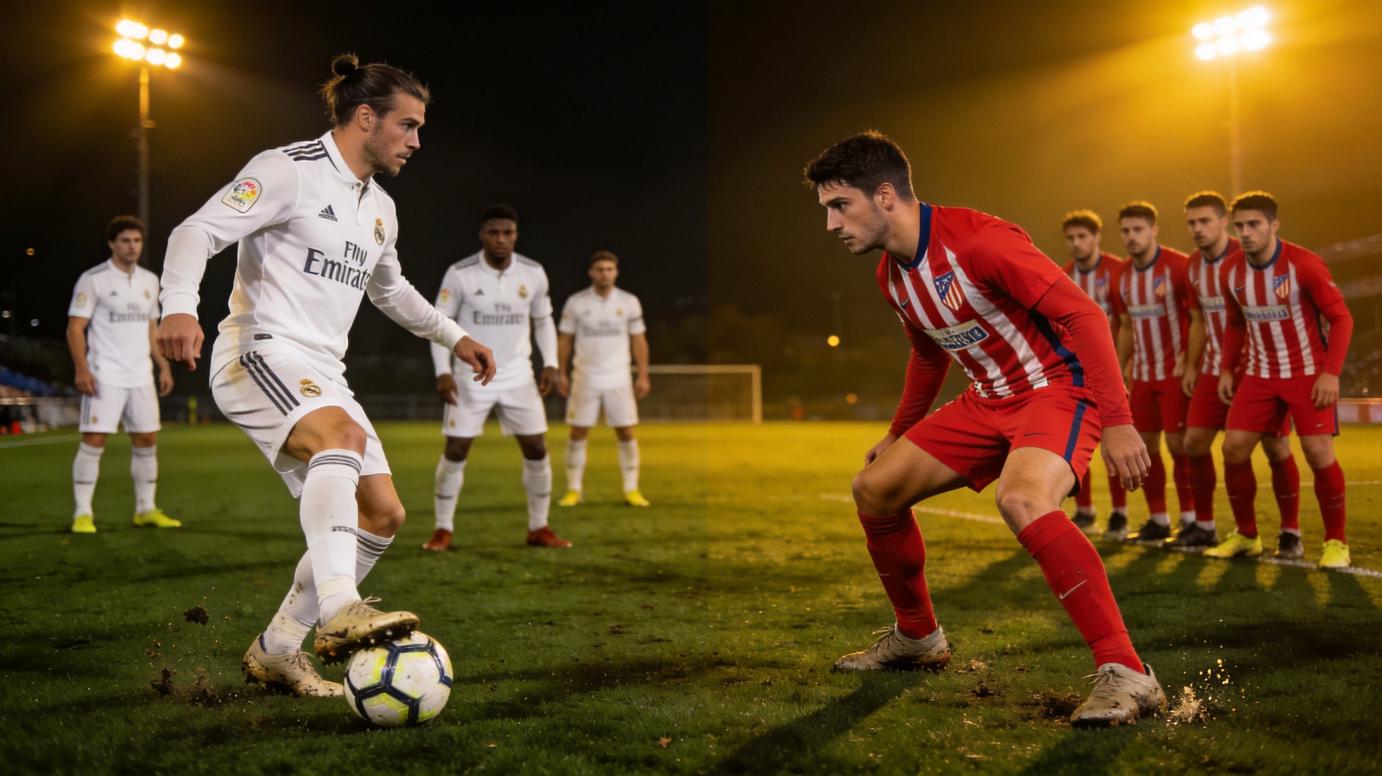 夜晚灯光下的足球场